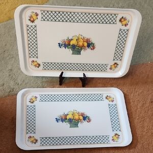 2  Serving Trays.Vintage Villeroy & Boch BASKET Melamine Fruit Design